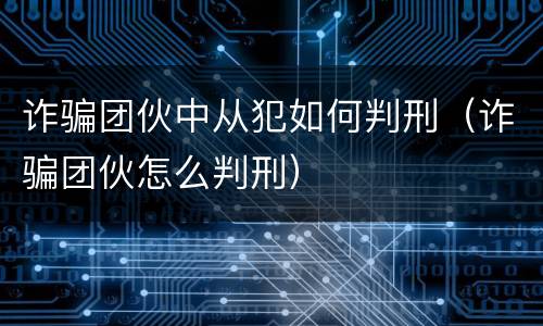 诈骗团伙中从犯如何判刑（诈骗团伙怎么判刑）