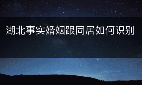 湖北事实婚姻跟同居如何识别