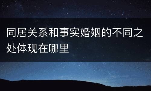 同居关系和事实婚姻的不同之处体现在哪里