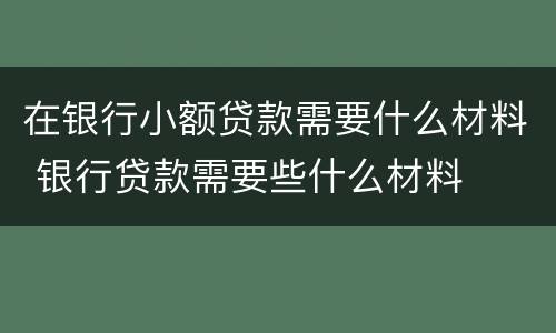在银行小额贷款需要什么材料 银行贷款需要些什么材料