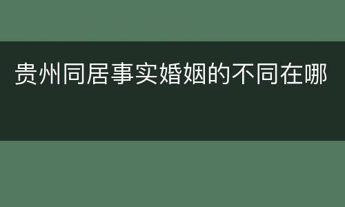 贵州同居事实婚姻的不同在哪