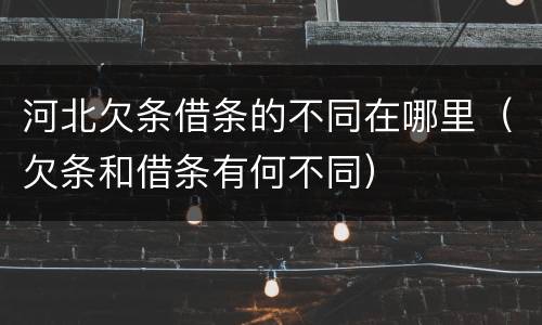 河北欠条借条的不同在哪里（欠条和借条有何不同）