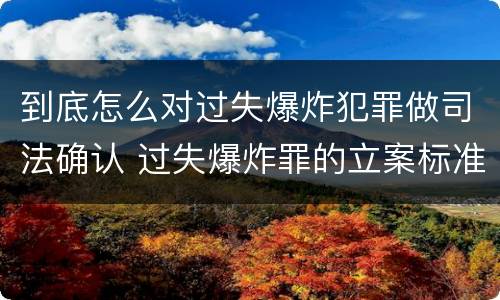到底怎么对过失爆炸犯罪做司法确认 过失爆炸罪的立案标准