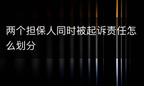 两个担保人同时被起诉责任怎么划分