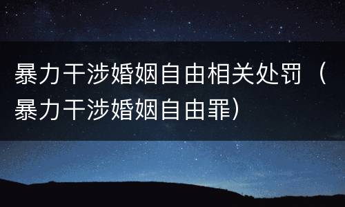 暴力干涉婚姻自由相关处罚（暴力干涉婚姻自由罪）