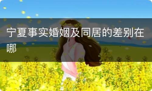 宁夏事实婚姻及同居的差别在哪