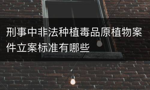 刑事中非法种植毒品原植物案件立案标准有哪些