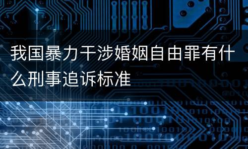 我国暴力干涉婚姻自由罪有什么刑事追诉标准