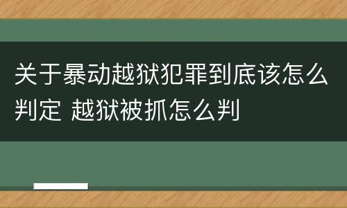 关于暴动越狱犯罪到底该怎么判定 越狱被抓怎么判