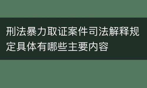 刑法暴力取证案件司法解释规定具体有哪些主要内容