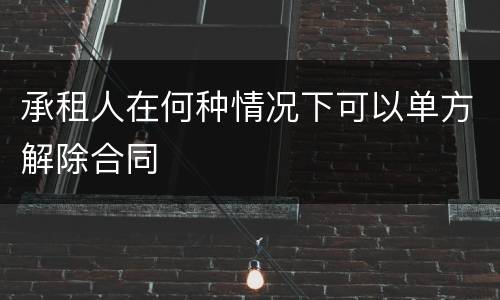承租人在何种情况下可以单方解除合同