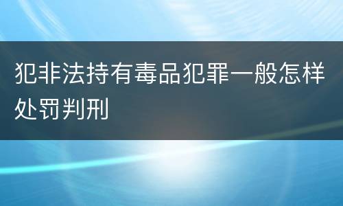 犯非法持有毒品犯罪一般怎样处罚判刑