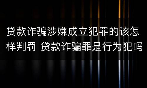 贷款诈骗涉嫌成立犯罪的该怎样判罚 贷款诈骗罪是行为犯吗