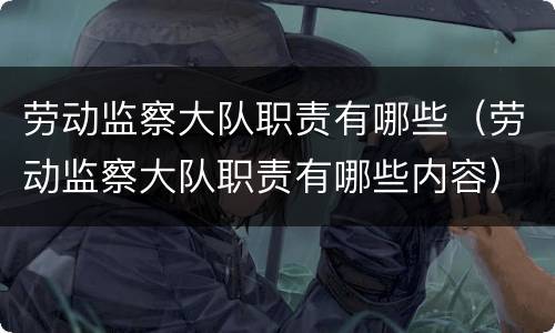 劳动监察大队职责有哪些（劳动监察大队职责有哪些内容）