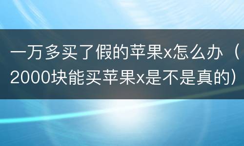 一万多买了假的苹果x怎么办（2000块能买苹果x是不是真的）