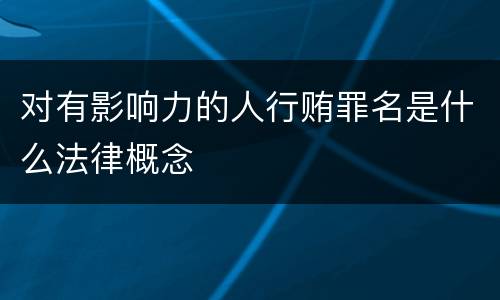 对有影响力的人行贿罪名是什么法律概念