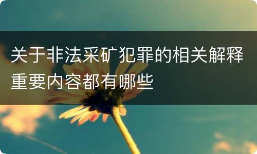 关于非法采矿犯罪的相关解释重要内容都有哪些