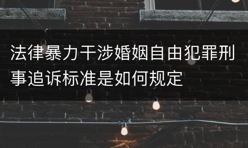 法律暴力干涉婚姻自由犯罪刑事追诉标准是如何规定