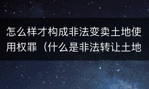 怎么样才构成非法变卖土地使用权罪（什么是非法转让土地使用权罪）