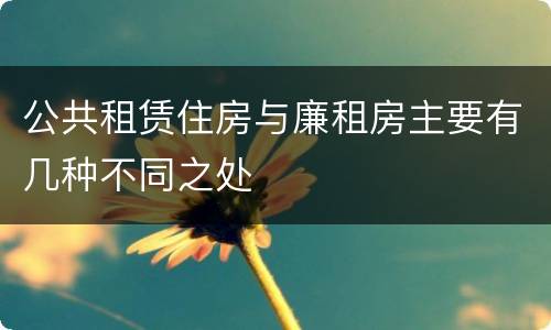 公共租赁住房与廉租房主要有几种不同之处