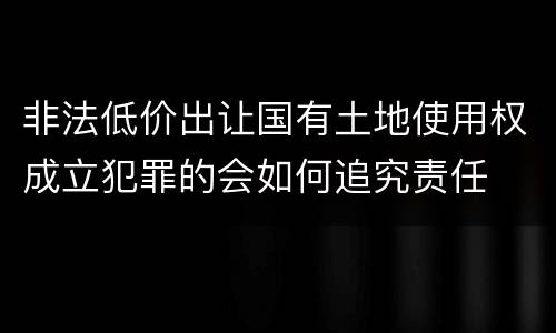 非法低价出让国有土地使用权成立犯罪的会如何追究责任