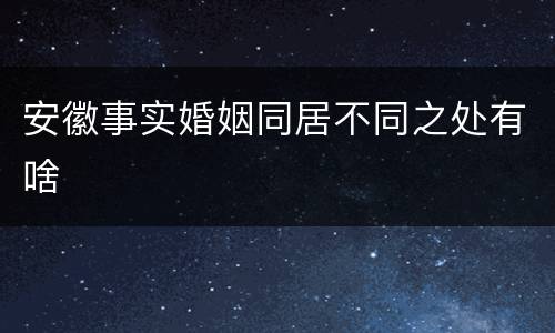安徽事实婚姻同居不同之处有啥