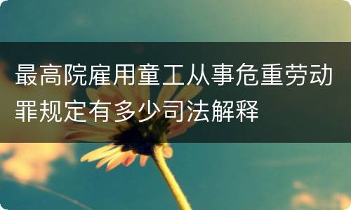 最高院雇用童工从事危重劳动罪规定有多少司法解释