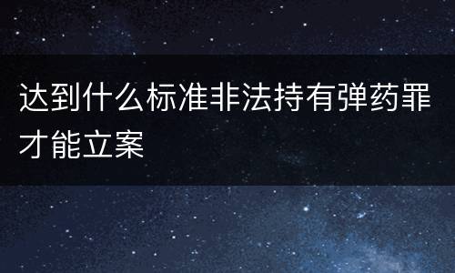 达到什么标准非法持有弹药罪才能立案