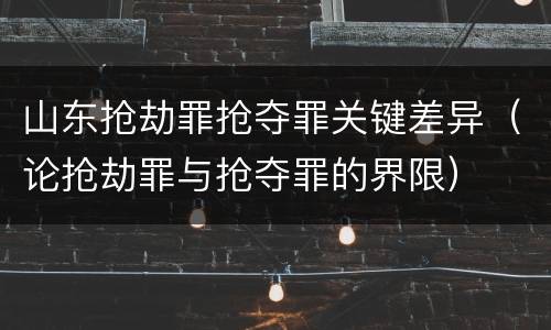 山东抢劫罪抢夺罪关键差异（论抢劫罪与抢夺罪的界限）