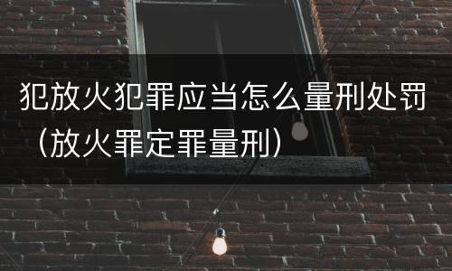 犯放火犯罪应当怎么量刑处罚（放火罪定罪量刑）