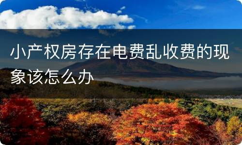 小产权房存在电费乱收费的现象该怎么办
