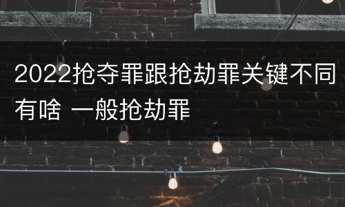 2022抢夺罪跟抢劫罪关键不同有啥 一般抢劫罪