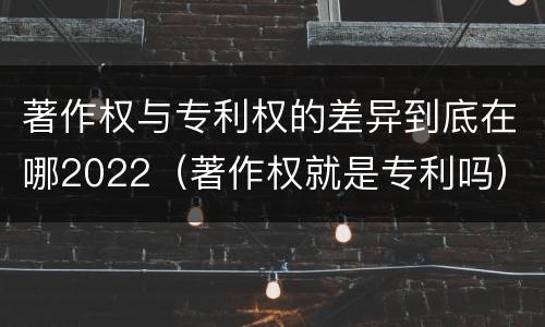 著作权与专利权的差异到底在哪2022（著作权就是专利吗）