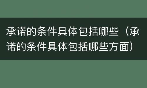 承诺的条件具体包括哪些（承诺的条件具体包括哪些方面）