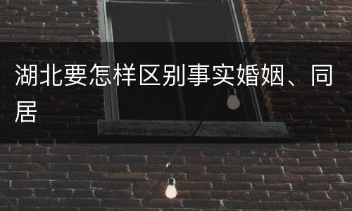 湖北要怎样区别事实婚姻、同居