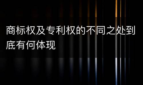 商标权及专利权的不同之处到底有何体现