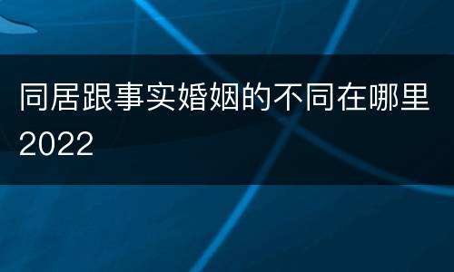同居跟事实婚姻的不同在哪里2022