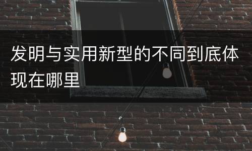 发明与实用新型的不同到底体现在哪里