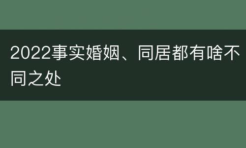 2022事实婚姻、同居都有啥不同之处