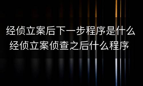 经侦立案后下一步程序是什么 经侦立案侦查之后什么程序