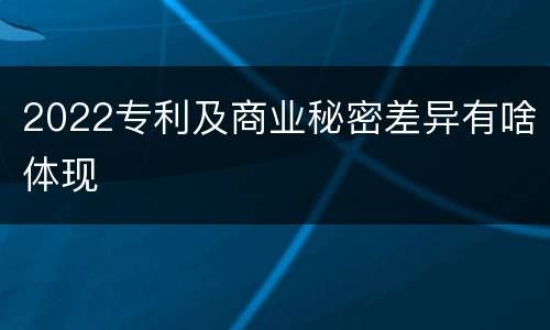2022专利及商业秘密差异有啥体现