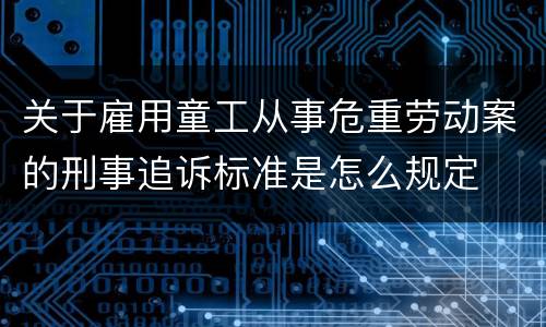 关于雇用童工从事危重劳动案的刑事追诉标准是怎么规定