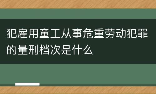 犯雇用童工从事危重劳动犯罪的量刑档次是什么