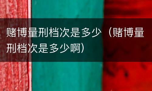 赌博量刑档次是多少（赌博量刑档次是多少啊）