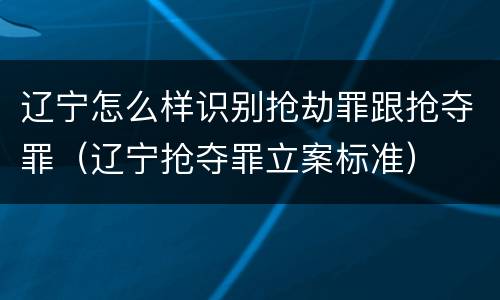 辽宁怎么样识别抢劫罪跟抢夺罪（辽宁抢夺罪立案标准）