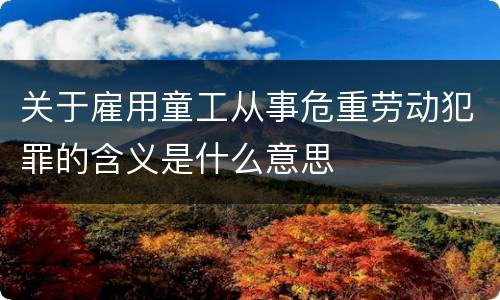 关于雇用童工从事危重劳动犯罪的含义是什么意思