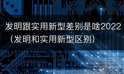 发明跟实用新型差别是啥2022（发明和实用新型区别）