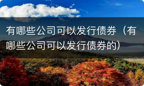 有哪些公司可以发行债券（有哪些公司可以发行债券的）