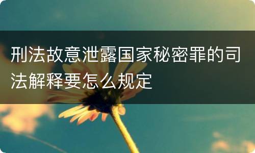 刑法故意泄露国家秘密罪的司法解释要怎么规定