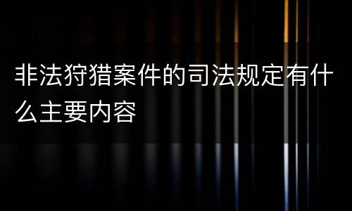 非法狩猎案件的司法规定有什么主要内容